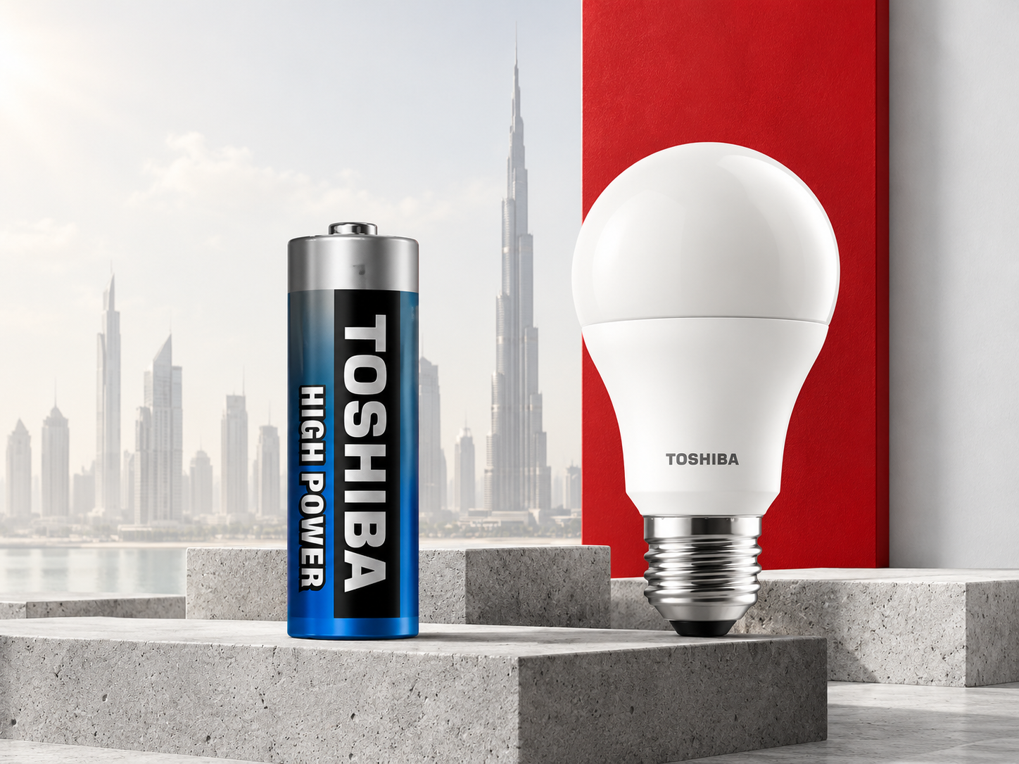 Toshiba battery and LED bulb campaign illustration