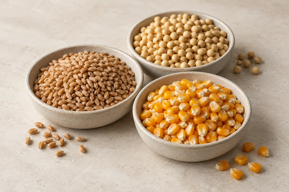 Illustrative arrangement of wheat, soybeans and maize