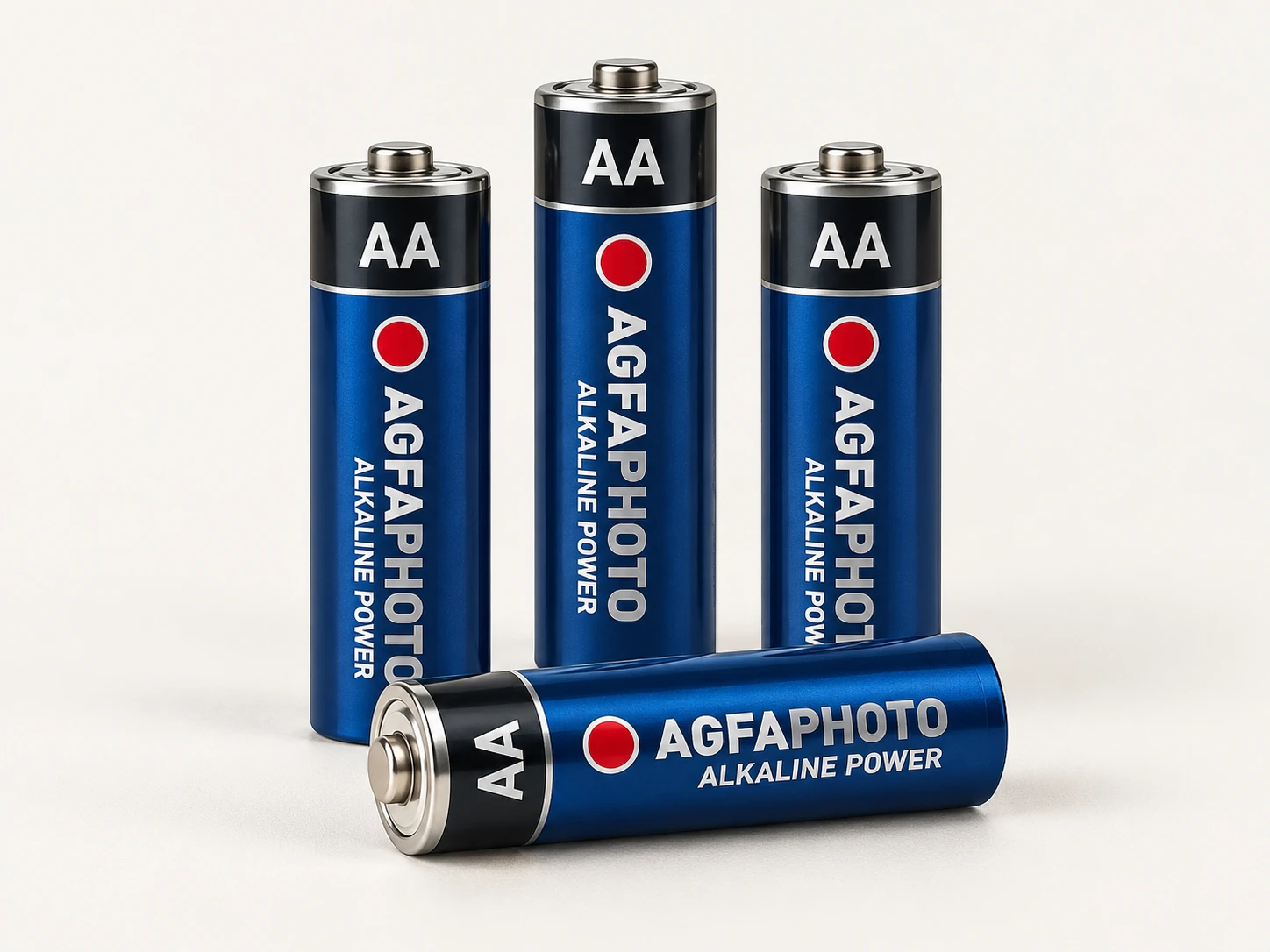 Studio illustration of AgfaPhoto Alkaline Power AA batteries